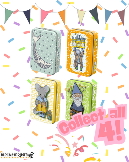 Art Mouse - Tin Box with Hinged Lid