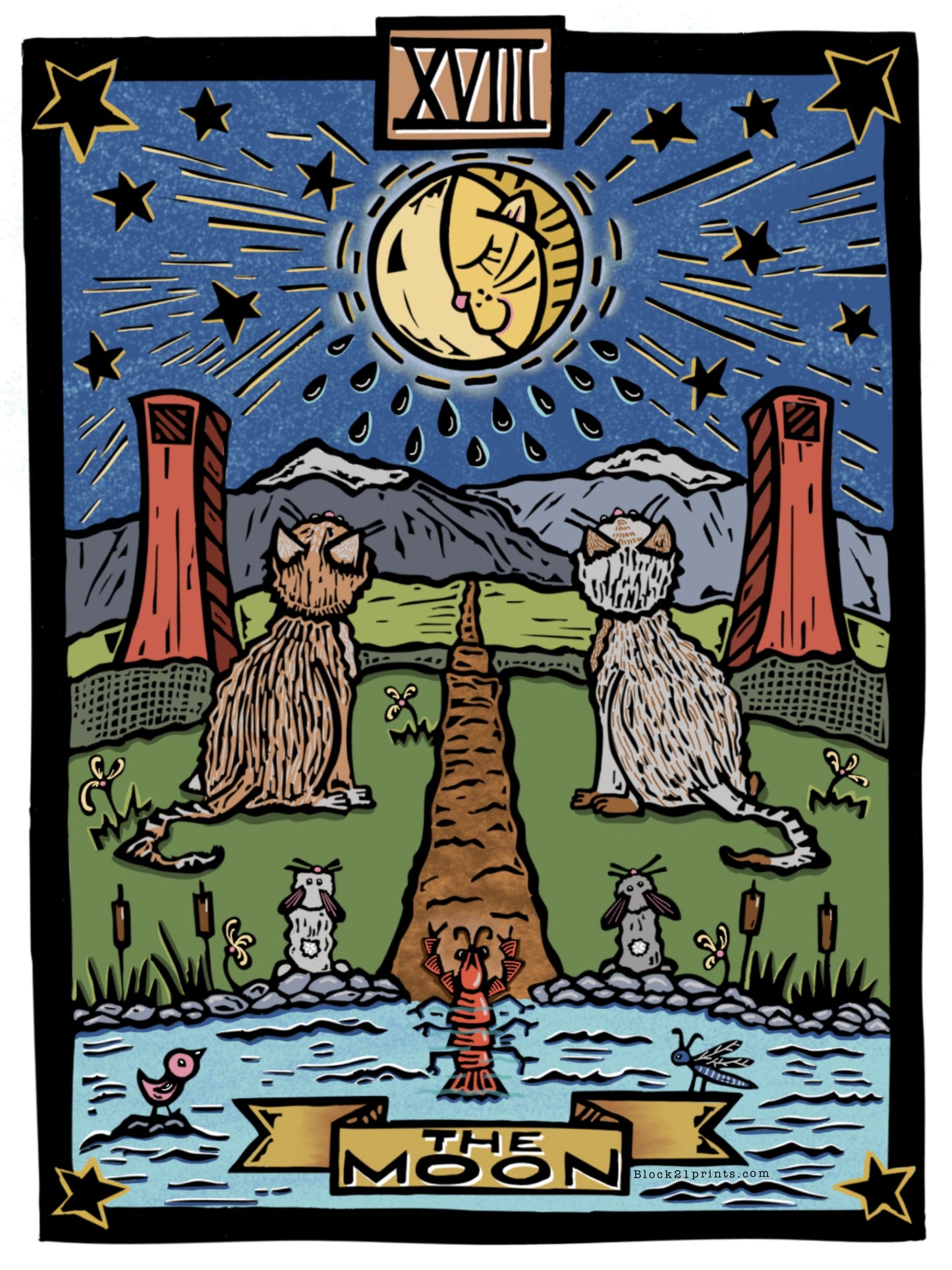 The Moon Tarot Card Die Cut Vinyl Sticker