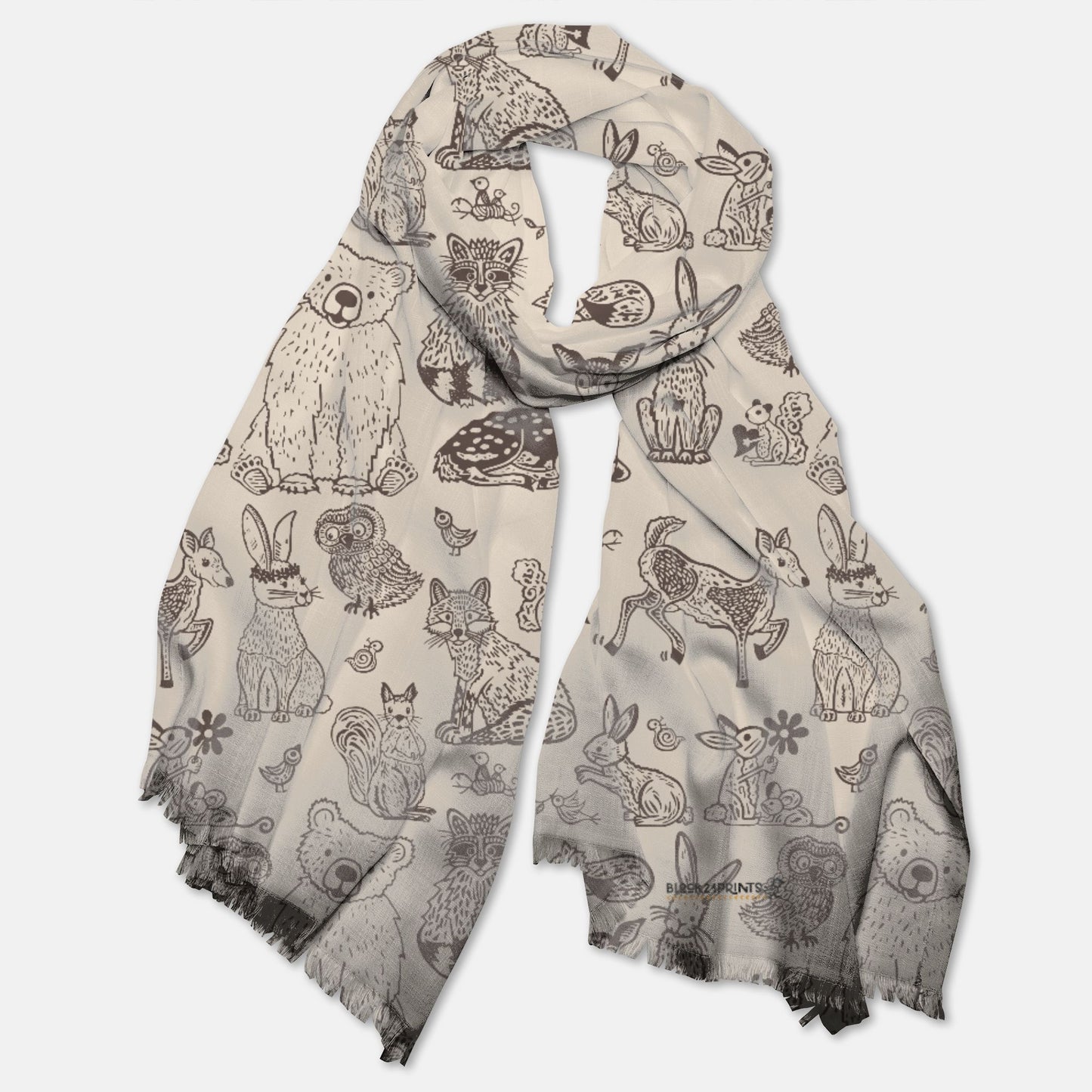 Woodland Creature Pashmina Scarf - FREE SHIPPING