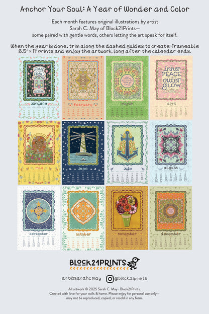 2026 Decorative Art Calendar | Illustrated Prints - Free Shipping