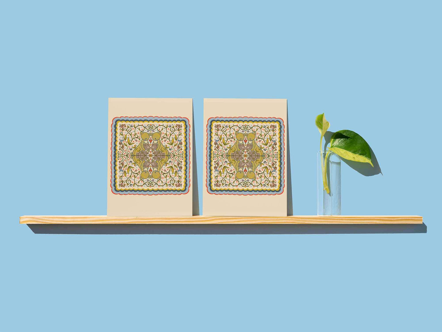 Scandinavian Folk Art Bear Greeting Card