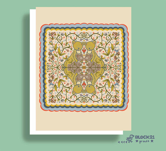 Scandinavian Folk Art Bear Greeting Card