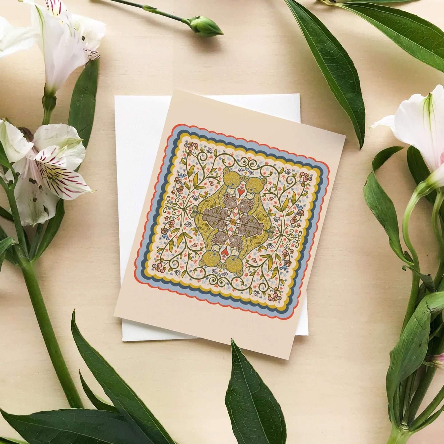 Scandinavian Folk Art Bear Greeting Card