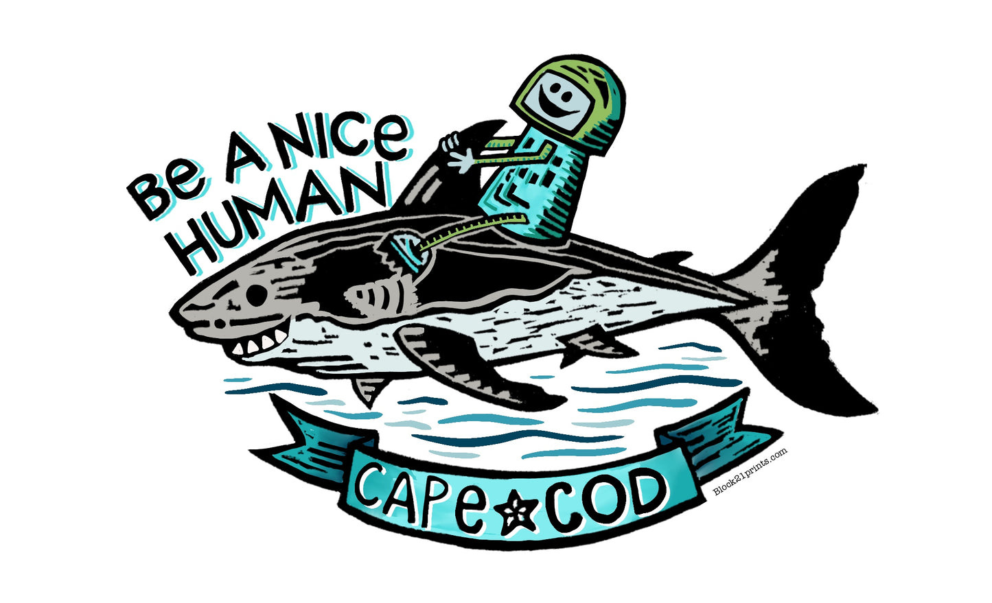 Cape Cod Massachusetts Be A Nice Human Shark postcard
