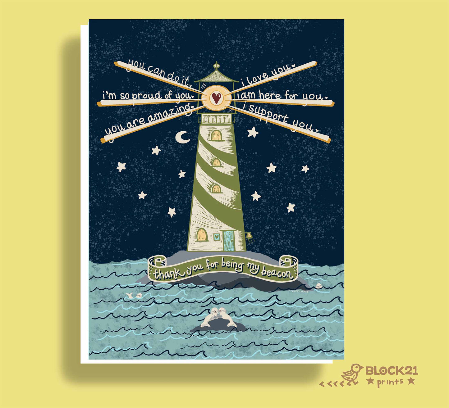 Lighthouse Beacon - Thank You - Blank Greeting Card