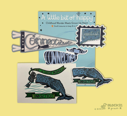 Connectiut Gift Bundle | Stickers & Postcard