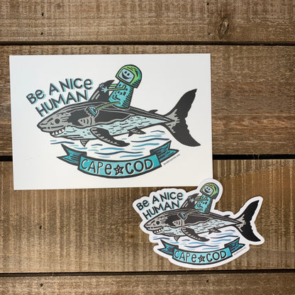 Cape Cod Massachusetts Be A Nice Human Shark postcard