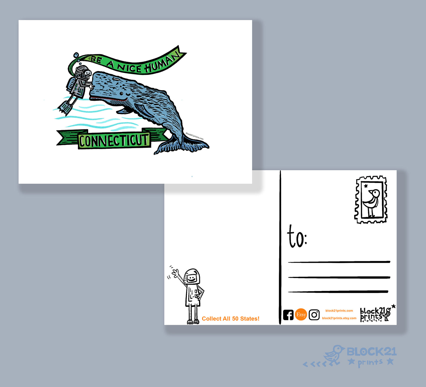 Connecticut Be A Nice Human Die Cut Vinyl Sticker