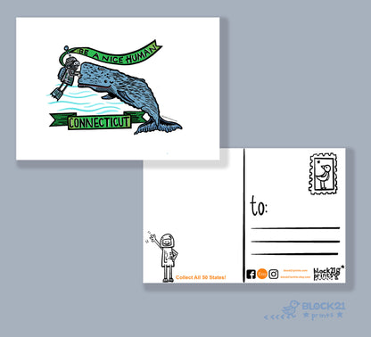 Connecticut Be A Nice Human Die Cut Vinyl Sticker