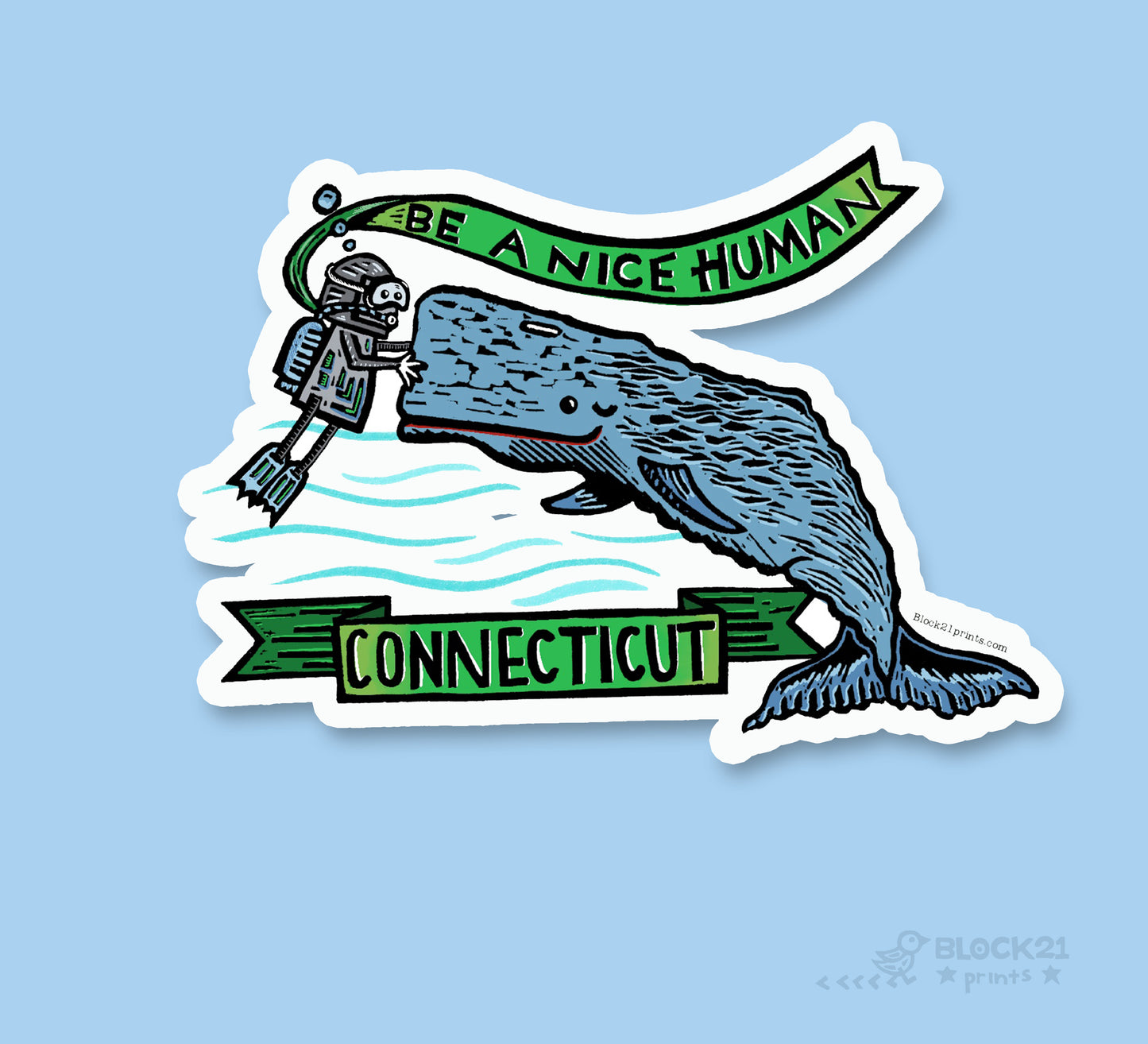 Connecticut Be A Nice Human Die Cut Vinyl Sticker