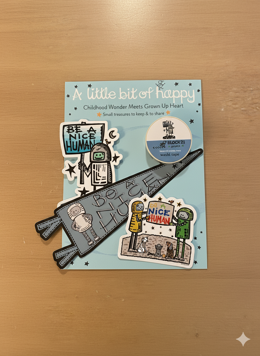 Be A Nice Human Little Bits of Happy Bundle – Kindness Stickers + Washi