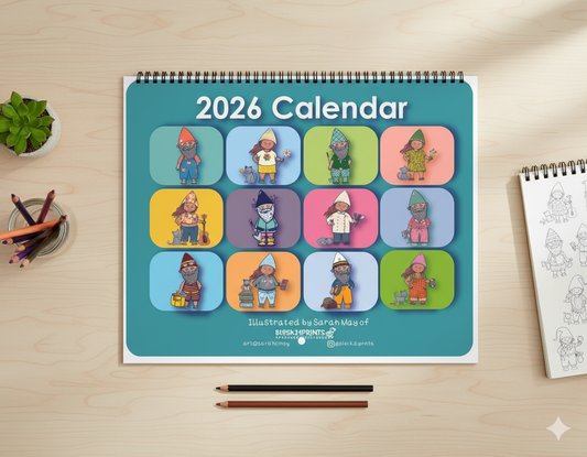 2026 Gnome Wall Calendar | 12-Month Wall Calendar - FREE SHIPPING
