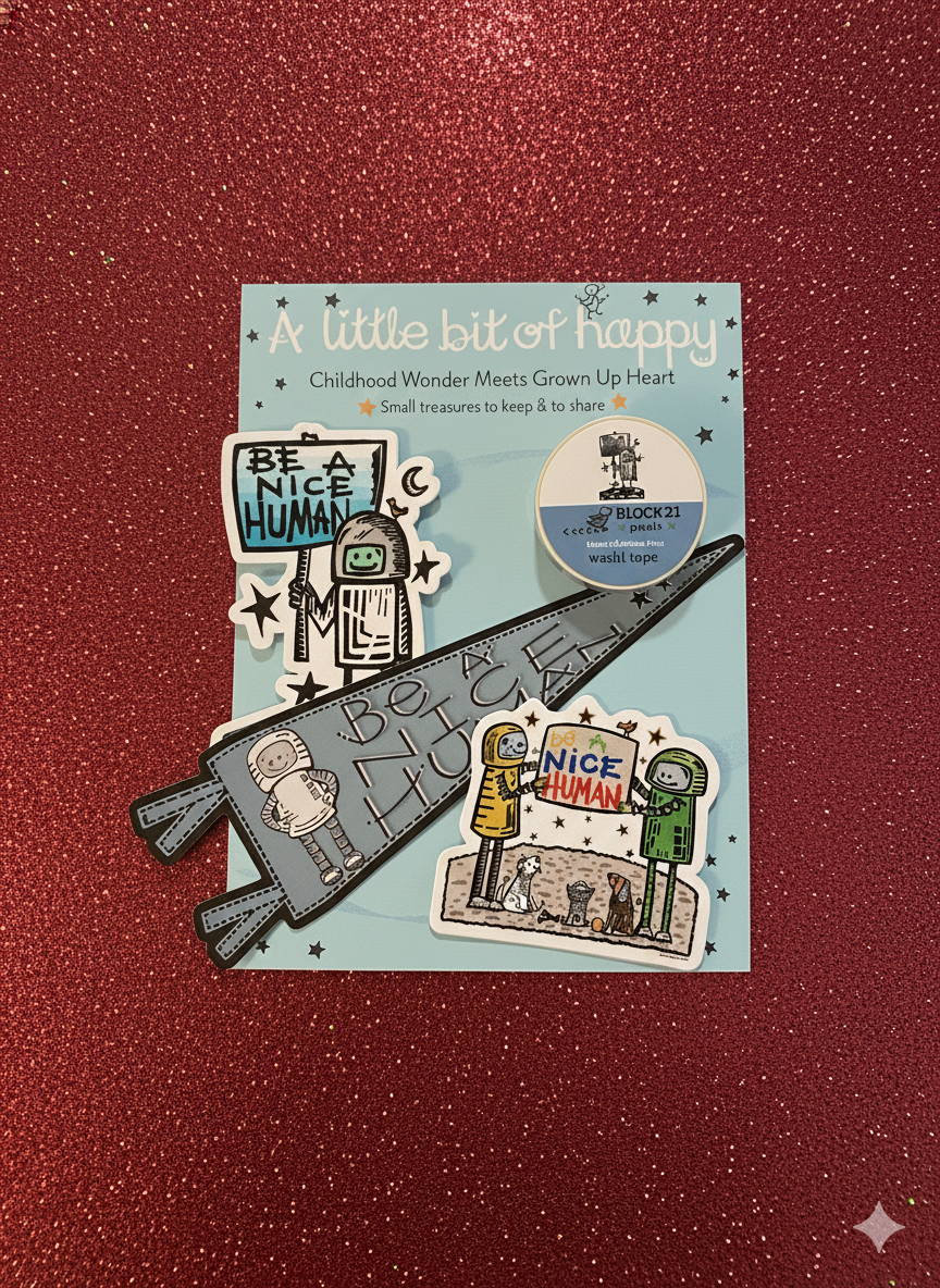 Be A Nice Human Little Bits of Happy Bundle – Kindness Stickers + Washi