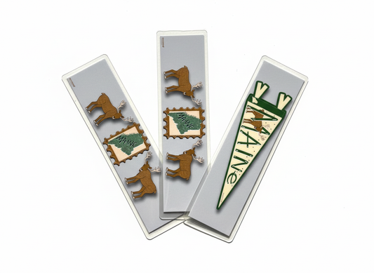 Maine Bookmark • Double-Sided 2x8 Laminate Bookmark • New England Gift