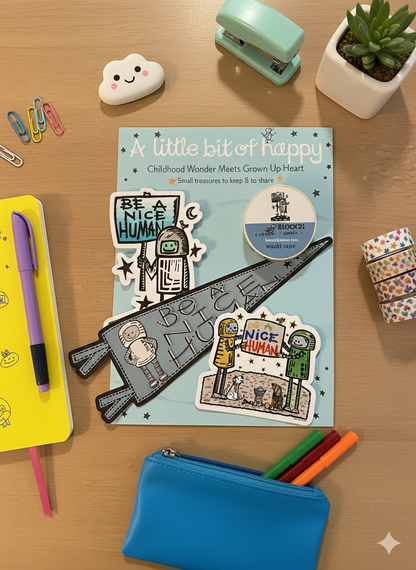 Be A Nice Human Little Bits of Happy Bundle – Kindness Stickers + Washi