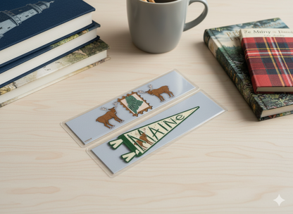 Maine Bookmark • Double-Sided 2x8 Laminate Bookmark • New England Gift