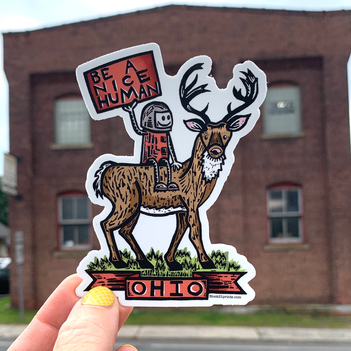 Ohio Be A Nice Human White Tailed Deer postcard