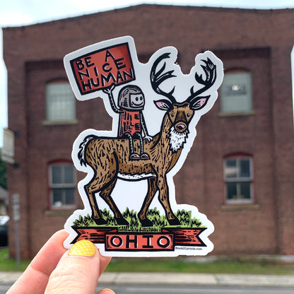 Ohio Be A Nice Human White Tailed Deer postcard