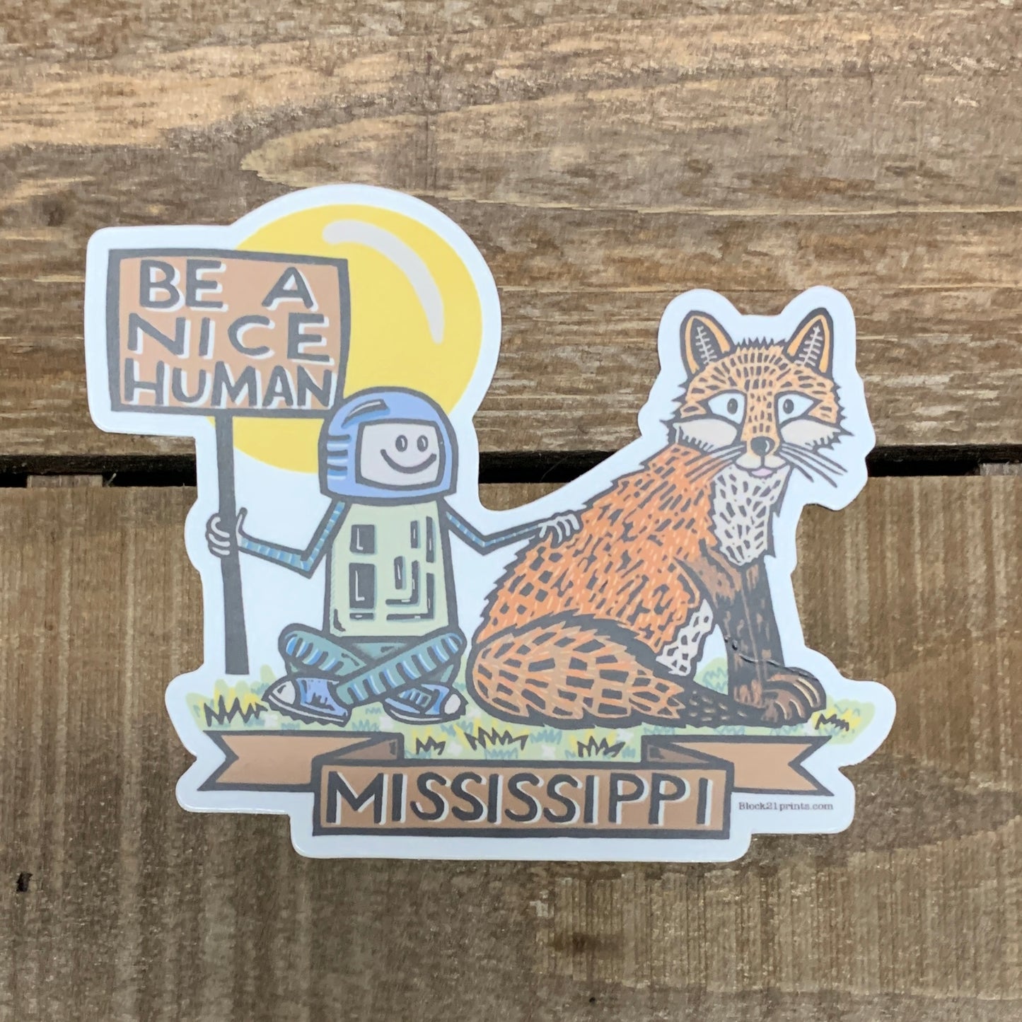 Mississippi Red Fox Be a Nice Human Sticker Decal