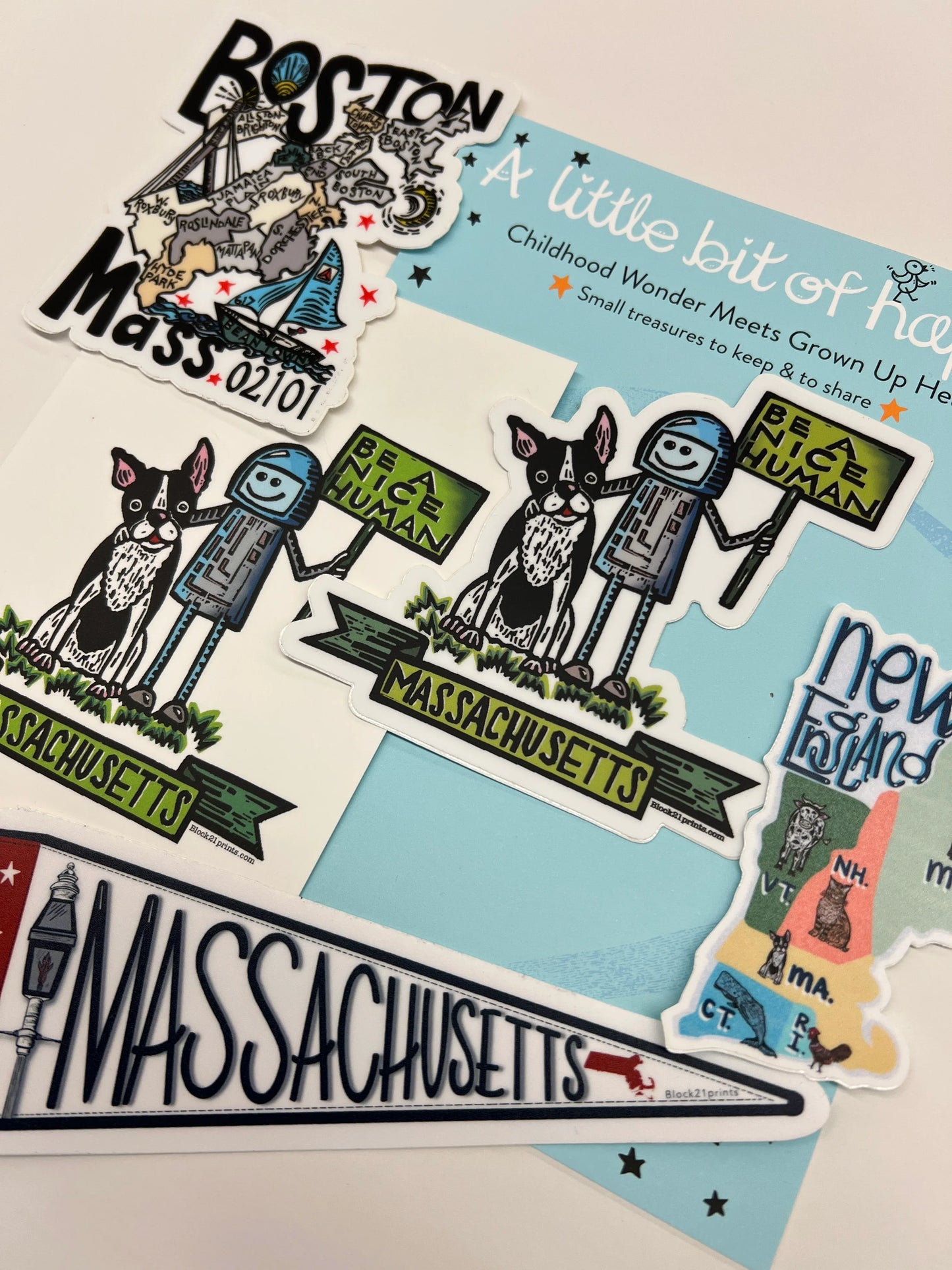 Massachusetts Gift Bundle | Stickers & Postcard