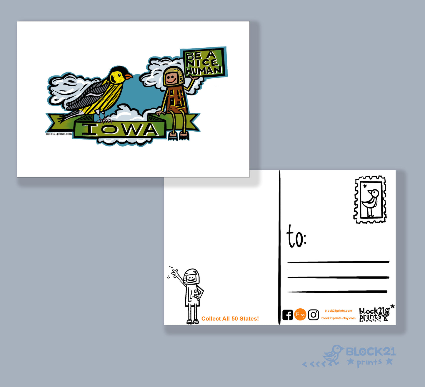 Iowa Yellow American Goldfinch Be a Nice Human Sticker Decal