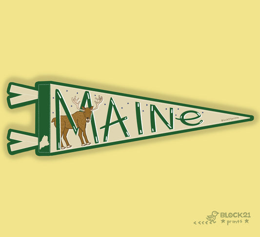 Maine Moose Pennant Sticker – Vinyl Decal