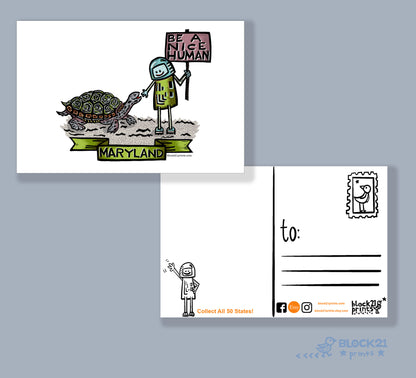 Maryland Terrapin Turtle Be a Nice Human Sticker Decal