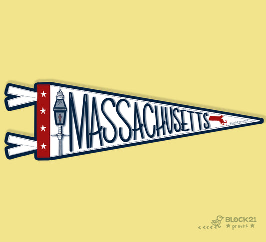Massachusetts Pennant Sticker – Vinyl Decal