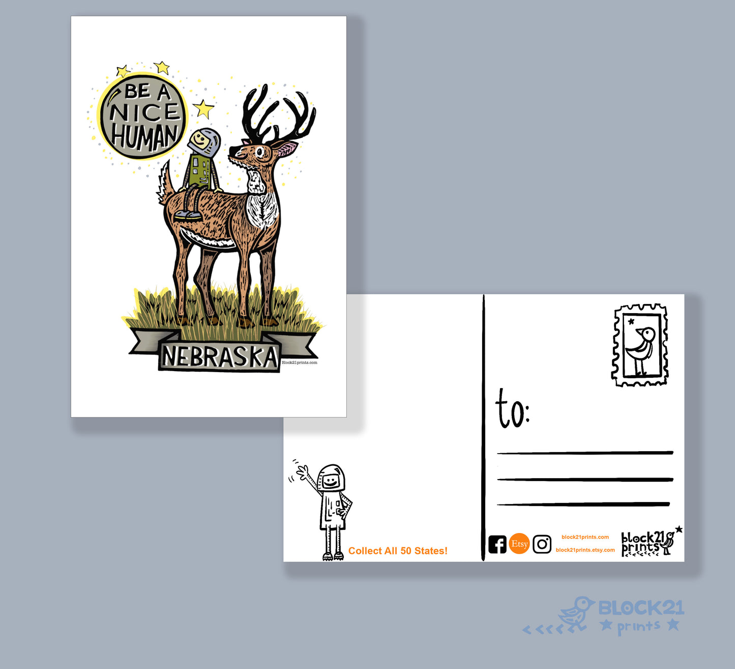 Nebraska deer Be a Nice Human Sticker Decal
