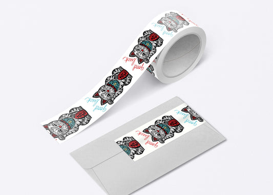 Neko Lucky Cat Washi Tape | 1 Inch Washi Tape | Japanese Cat Tape | Good Luck Gift