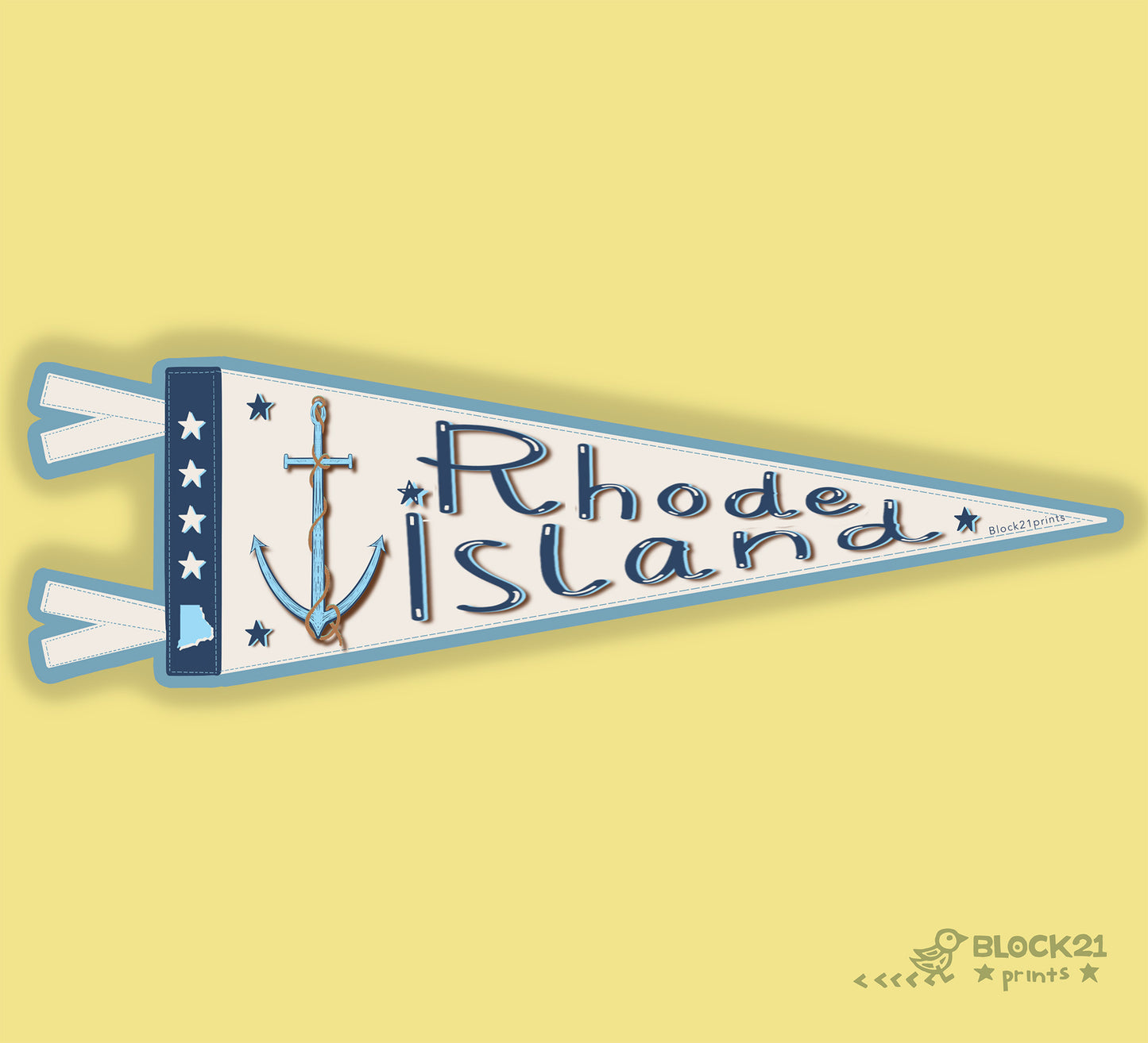 Rhode Island Pennant Sticker – Vinyl Decal