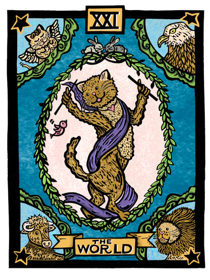 The World Tarot Card Vinyl Sticker