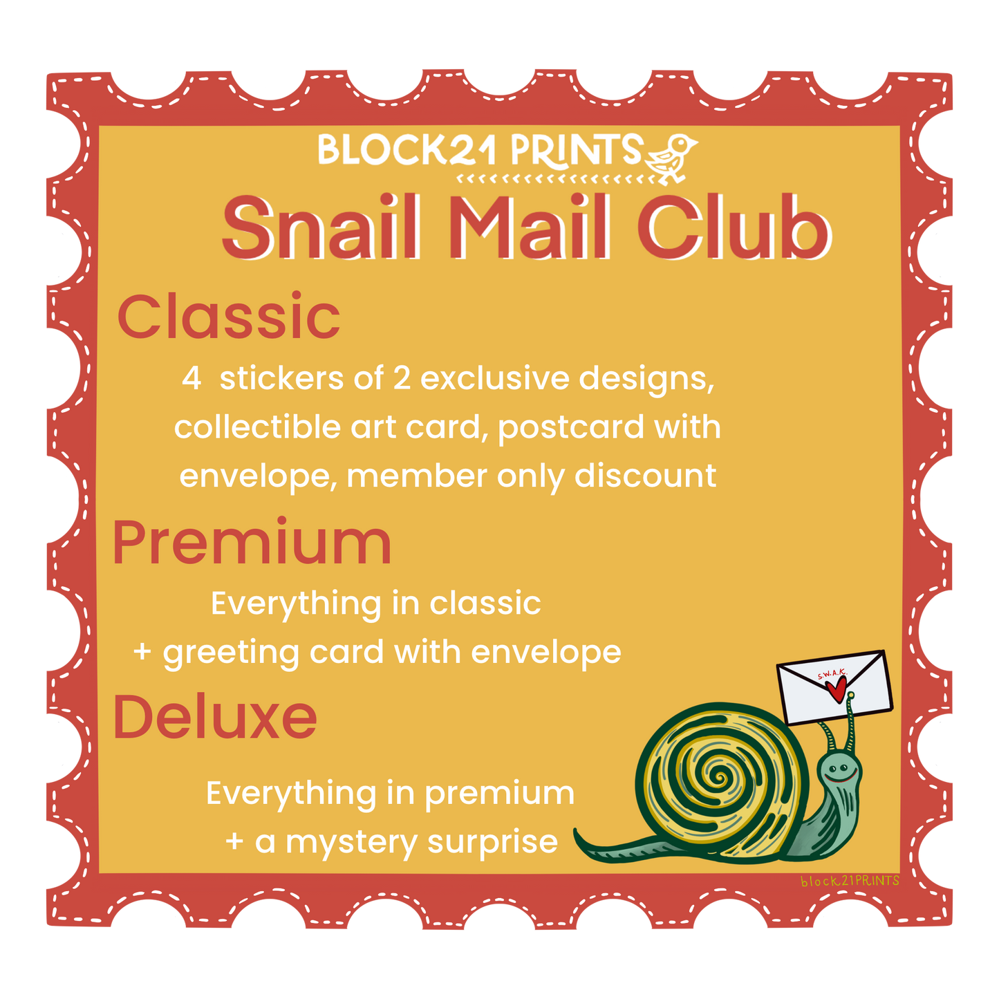 Snail Mail Club CLASSIC - Tier 1 - A Monthly Subscription