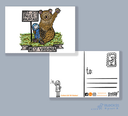 West Virginia Bear Be a Nice Human Sticker Decal