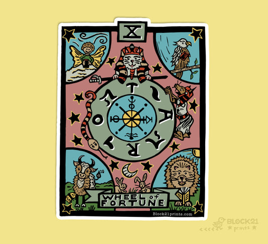 Wheel of Fortune Tarot Card Die Cut Vinyl Sticker