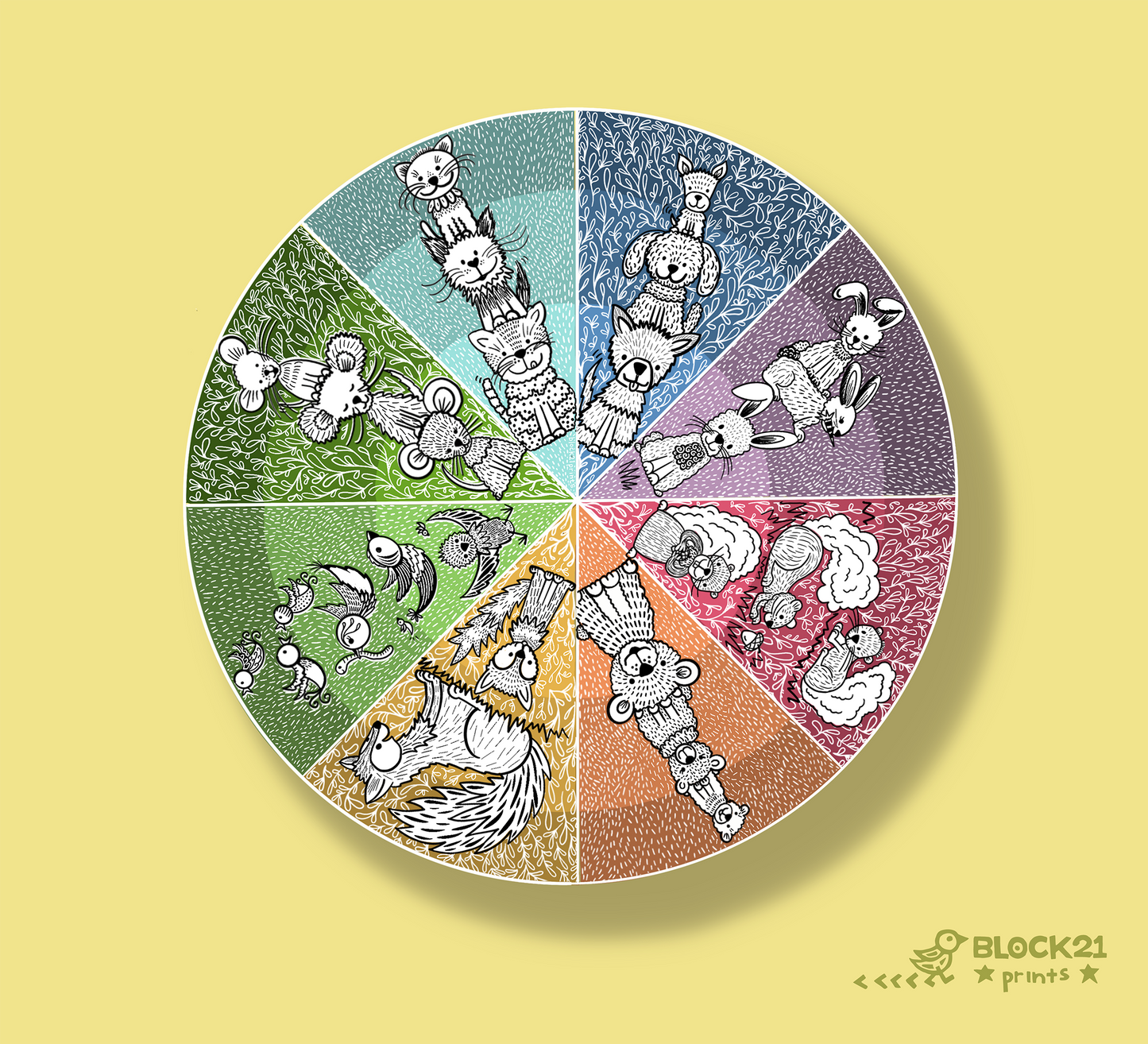 Color Wheel with Animals Vinyl Sticker Weather Proof Decal