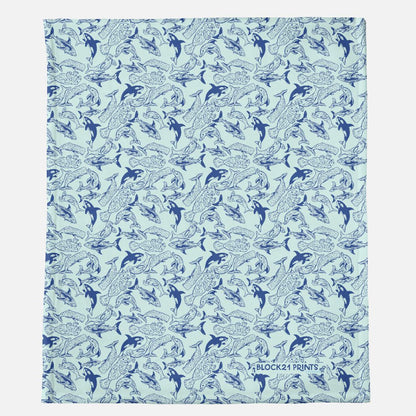Ocean Animals Minky Blanket - 50" x 60" - FREE SHIPPING
