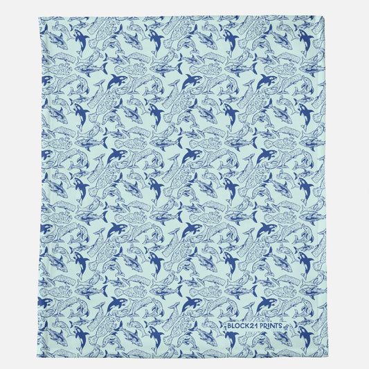 Ocean Animals Minky Blanket - 50" x 60" - FREE SHIPPING