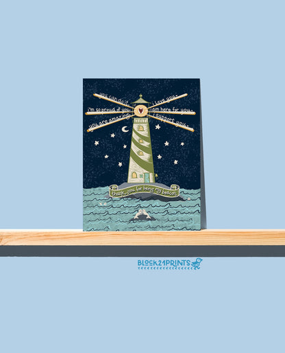Lighthouse Beacon - Thank You - Blank Greeting Card