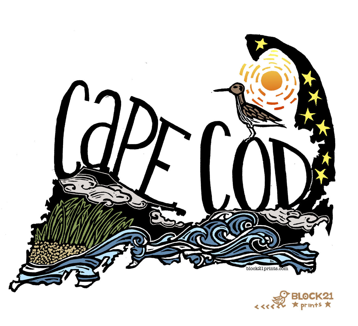 Cape Cod Massachusetts DIe-Cut Vinyl Sticker Weatherproof Decal