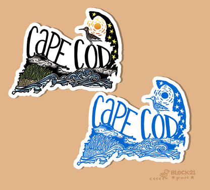 Cape Cod Massachusetts DIe-Cut Vinyl Sticker Weatherproof Decal