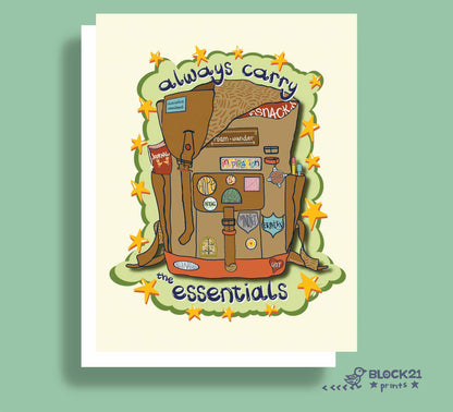 Backpack Essentials Greeting Card – “Always Carry the Essentials”