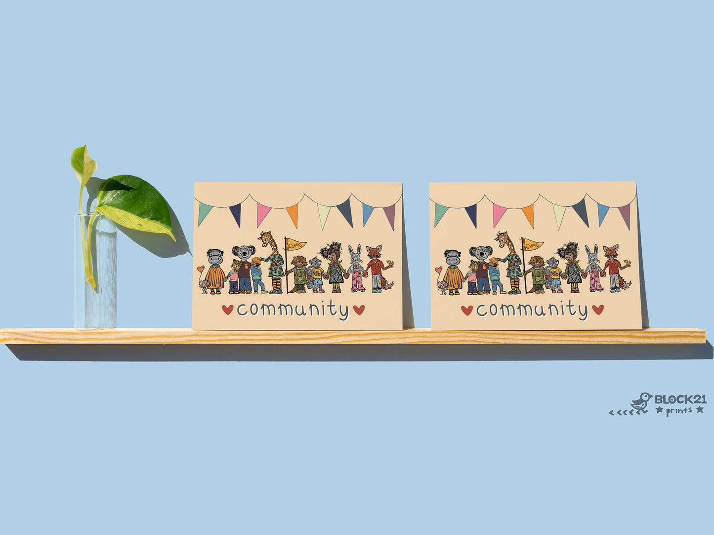Community Animals Blank Greeting Card