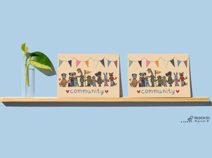 Community Animals Blank Greeting Card