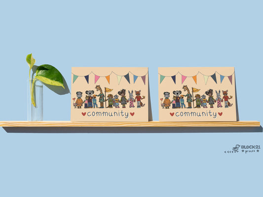 Community Animals Blank Greeting Card