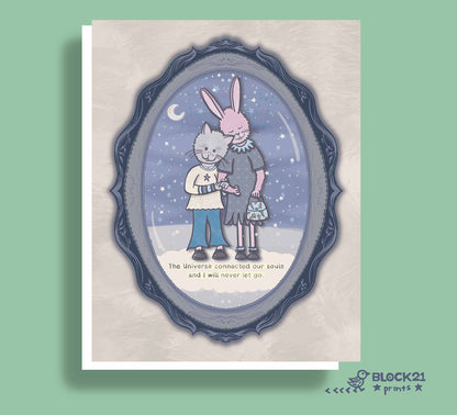 Connected Souls Cat and Bunny - Vinyl Sticker | Waterproof