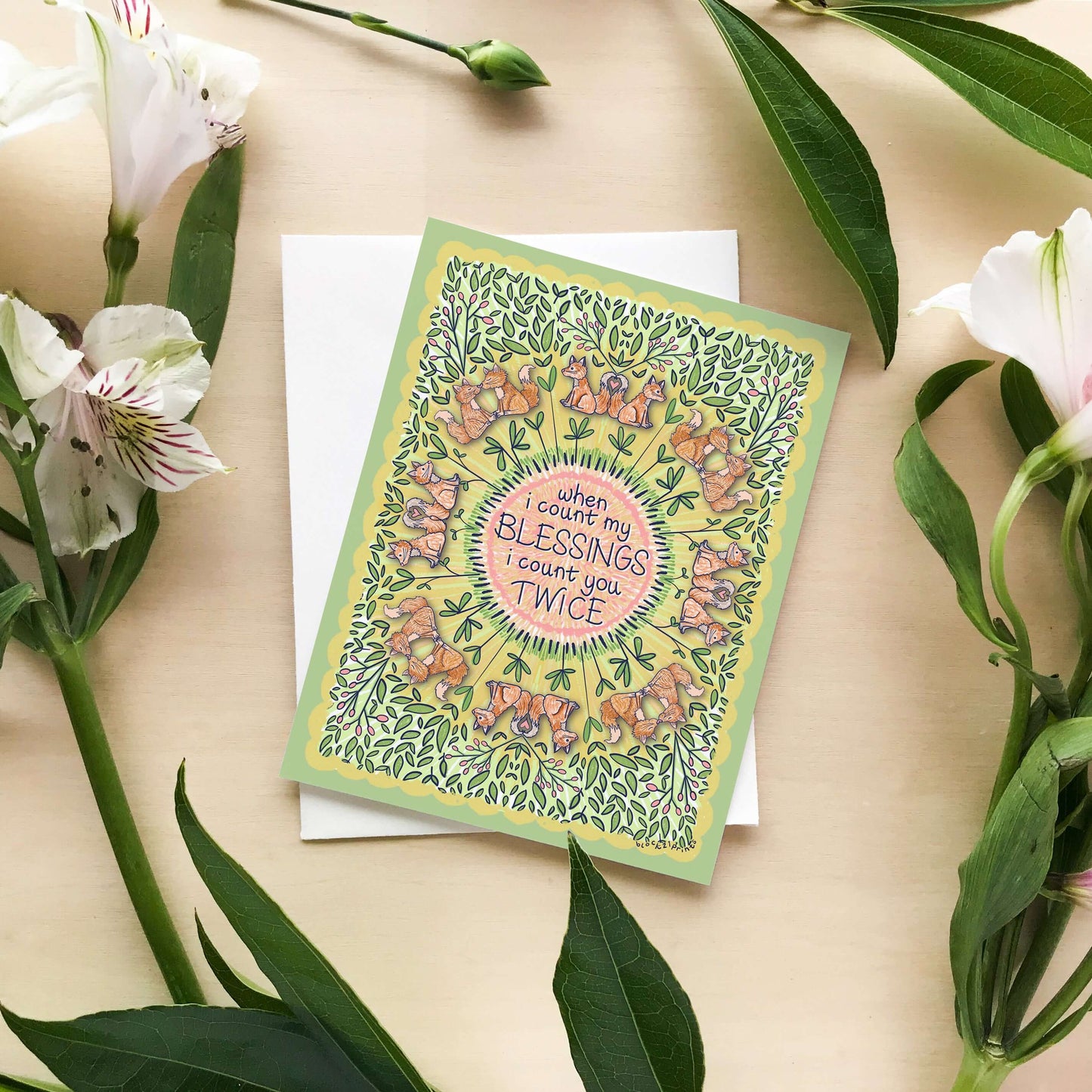 Fox Blessings Quote Greeting Card – “When I Count My Blessings I Count You Twice”