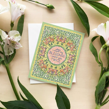 Fox Blessings Quote Greeting Card – “When I Count My Blessings I Count You Twice”