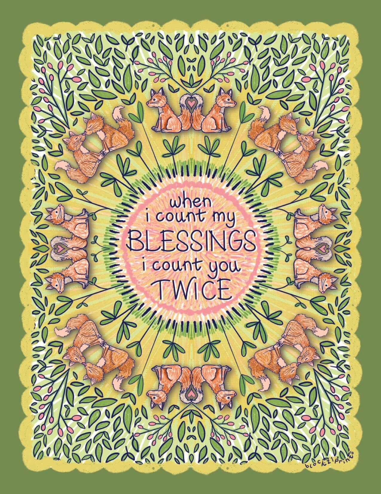 Fox Blessings Quote Greeting Card – “When I Count My Blessings I Count You Twice”