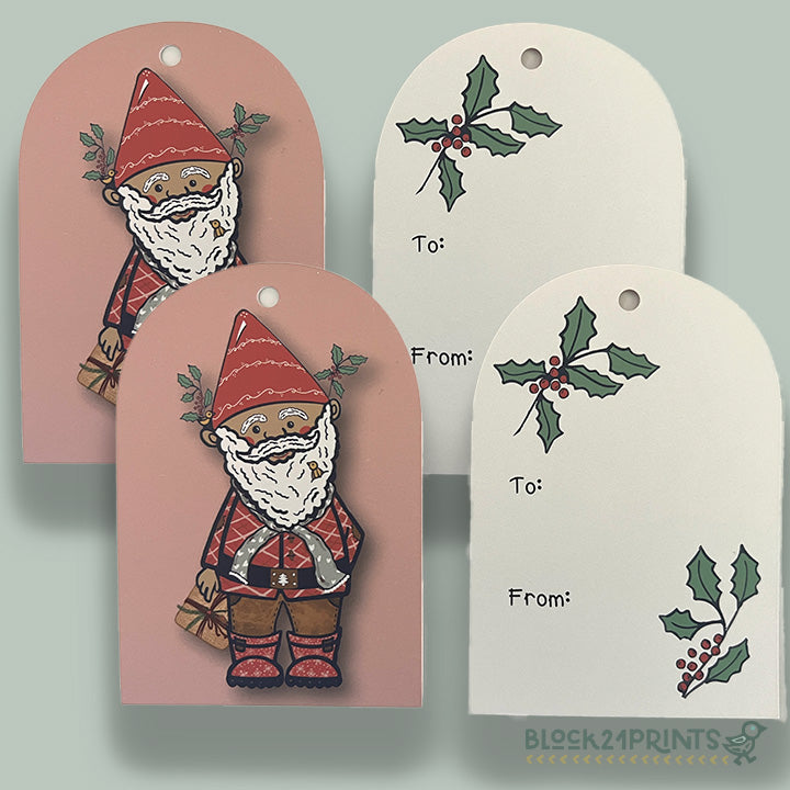 Holiday Gnome - Gift Tags - set of 5